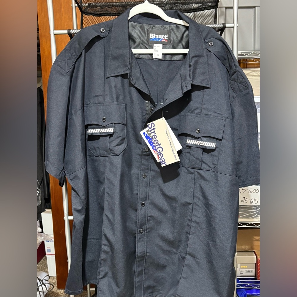 Bauer 6 XL STREET GEAR 3916 SHORT SLEEVE, DARK NAVY POLICE UNIFORM SHIRT RUNS LG